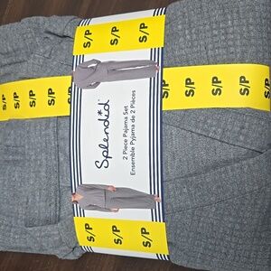 Splendid Size S Grey Waffle Knit 2-Piece Pajama Set
